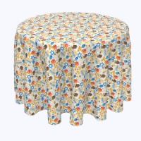 Round Tablecloth, 100% Polyester, 114" Round, Menorah Memories