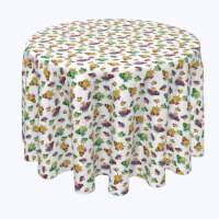 Round Tablecloth, 100% Polyester, 96" Round, Orchid Rocker Skulls