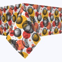 Square Tablecloth, 100% Polyester, 84x84", Pumpkins and Autumn Dots