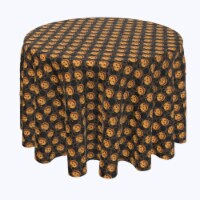 Round Tablecloth, 100% Polyester, 96" Round, Spooky Pumpkin Smiles