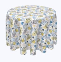 Round Tablecloth, 100% Polyester, 114" Round, Winter Swirls and Twirls