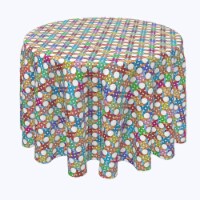 Round Tablecloth, 100% Polyester, 120" Round, Abstract Colorful Octagon