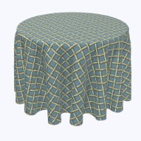 Round Tablecloth, 100% Polyester, 84" Round, Bamboo Cane Lattice