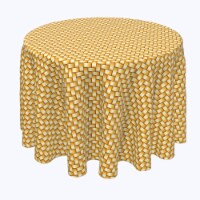 Round Tablecloth, 100% Polyester, 102" Round, Gold Shine Basketwork