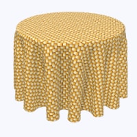 Round Tablecloth, 100% Polyester, 84" Round, Gold Shine Basketwork