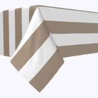 Square Tablecloth, 100% Polyester, 90x90", 3" Cabana Stripe, Khaki & White