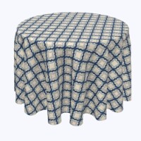 Round Tablecloth, 100% Polyester, 96" Round, Blue Diamond Ogee