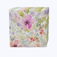 Napkin Set, 100% Polyester, Set of 12, 18x18", Botanical Garden Dogwood