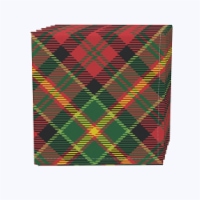 Napkin Set, 100% Polyester, Set of 12, 18x18", Christmas Plaid