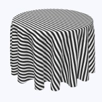 Round Tablecloth, 100% Polyester, 120" Round, Small Stripes, Black