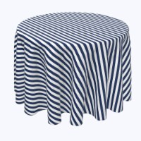Round Tablecloth, 100% Polyester, 102" Round, Small Stripes, Navy