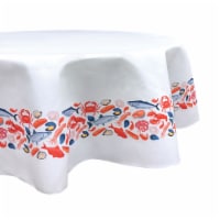 Round Tablecloth, 100% Polyester, 90" Round, Fresh Seafood Garland