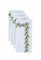 Napkin Set, 100% Polyester, Set of 4, 18x18 , Pinecone Snow Garland