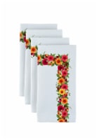 Napkin Set, 100% Polyester, Set of 4, 18x18 , Red and Yellow Roses Garland