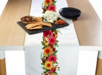 Table Runner, 100% Polyester, 14x108", Red and Yellow Roses Garland
