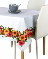 Rectangular Tablecloth, 100% Polyester, 60x104", Red and Yellow Roses Garland