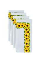 Napkin Set, 100% Polyester, Set of 4, 18x18 , Sunflower Garland