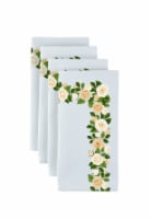 Napkin Set, 100% Polyester, Set of 4, 18x18 , Wedding White Roses Garland