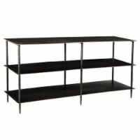 Noah 3-Tier Forged Cast Iron Media Console in Black with Acid Etched Top