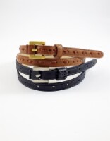 Fashion Focus Women's Faux Leather Belt 2 Pack - Black/Tan Perspective: Main