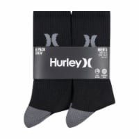 Hurley Mens Crew Socks - Black, 6 pk - Fred Meyer