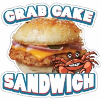 SignMission 16 in. Decal Concession Stand Food Truck Sticker - Crab Cake Sandwich