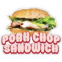 SignMission 16 in. Pork Chop Sandwich Decal Concession Stand Food Truck Sticker