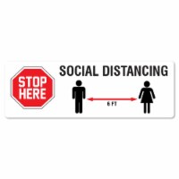 SignMission 6 x 18 in. Non-Slip Floor Graphic Coronavirus Vinyl Decal - Stop 6 ft. Social Dis
