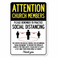 SignMission  Covid-19 Notice Sign - Attention Church Members Practice Social Distancing