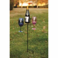 Picnic Plus USA Wine Glass & Bottle Stake - Black
