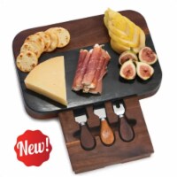 Picnic Plus PSM-570GR Verona Marble Cheese Board with Tools, Walnut & Grey