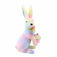 Easter Pastel Bunny With Cupcake Polyester Fabric Rabbit Tie-Dyed 0808747