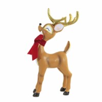 Christmas Retro Deer With Scarf Polyresin Velveteen Bow 2929408