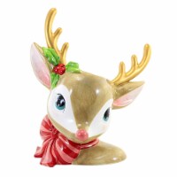 Christmas Retro Reindeer Head Vase Ceramic Vintage Mid Century Flowers 2929476