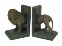 Antique Stone Finish Lion Top and Tail Bookend Set