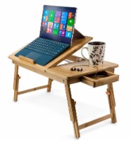 Aleratec 21in Wide Vented Natural Bamboo Laptop Stand | Adjustable & Portable