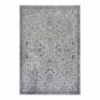 HomeRoots 3' x 4' Paisley Modern Faux Silk Fabric Area Rug in Blue/Gray