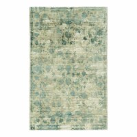 HomeRoots 8' x 11' Modern Fabric Faux Silk Area Rug in Blue/Green