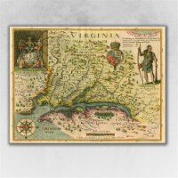 HomeRoots 391936 18 x 24 in. Map of Virginia C1627 Vintage Poster Wall Art, Multi Color