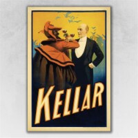 HomeRoots 393365 12 x 18 in. Kellar Drinks with the Devil Vintage Magic Poster Multi Color Wa