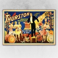 HomeRoots 393382 12 x 18 in. Thurston Out of a Hat Vintage Magic Poster Multi Color Wall Art