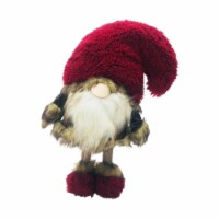 HomeRoots 399319 15.5 x 7.25 x 9.62 in. Big Red Fur Hat Cheetah Coat Gnome