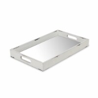 HomeRoots 399627 2 x 15.75 x 9.5 in. White Wooden Mirrored Serving Tray