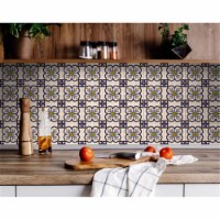 HomeRoots 400013 7 x 7 in. Azul Flora Blue Peel & Stick Removable Tiles
