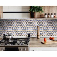 HomeRoots 400188 7 x 7 in. Blue Yellow Zig Peel & Stick Tiles