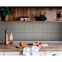 HomeRoots 400208 7 x 7 in. Vintage Aegean Olive Green Removable Peel & Stick Tiles