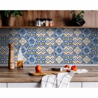 HomeRoots 400274 8 x 8 in. Blue Yellow Julia Peel & Stick Tiles