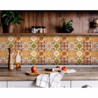 HomeRoots 400306 5 x 5 in. Golden Multi Orange Mosaic Peel & Stick Tiles