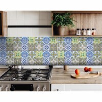 HomeRoots 400321 5 x 5 in. Cana Multi Blue Mosaic Peel & Stick Tiles