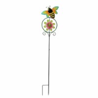 55 Inch Bumble Bee Flower Kinetic Wind Spinner Garden Stake Yard Decor Pinwheel